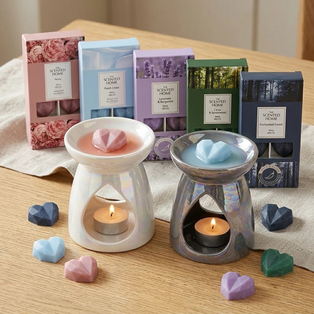 Cosy Home Pearlised Burner & 40 Ashleigh & Burwood Wax Melts Bundle 5 Assorted Scents