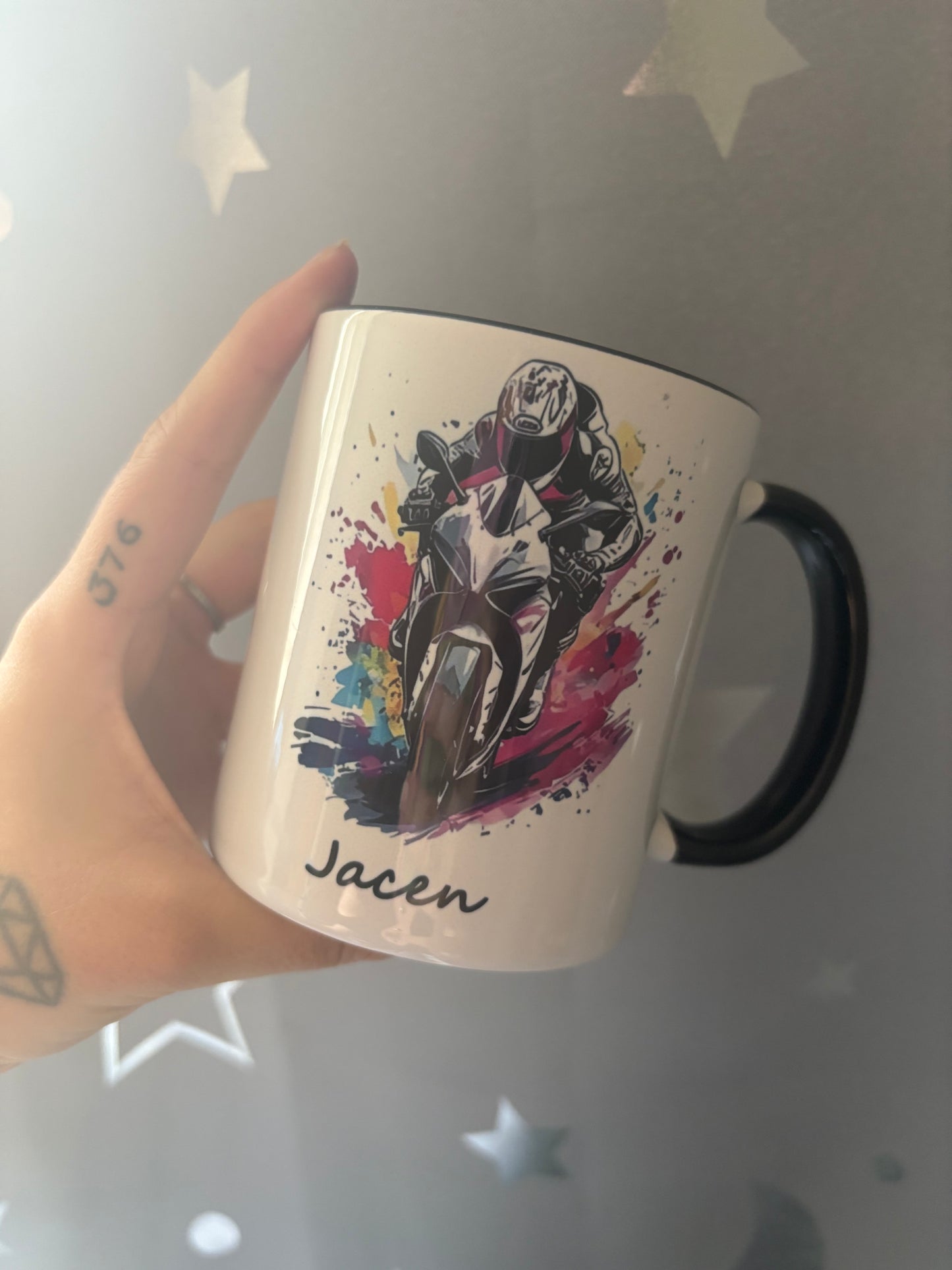 Mens personalised motorbike mug