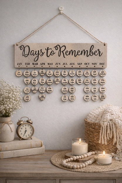 Days to remember wooden calendar