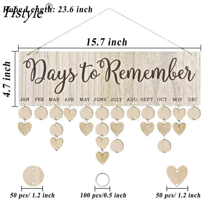 Days to remember wooden calendar