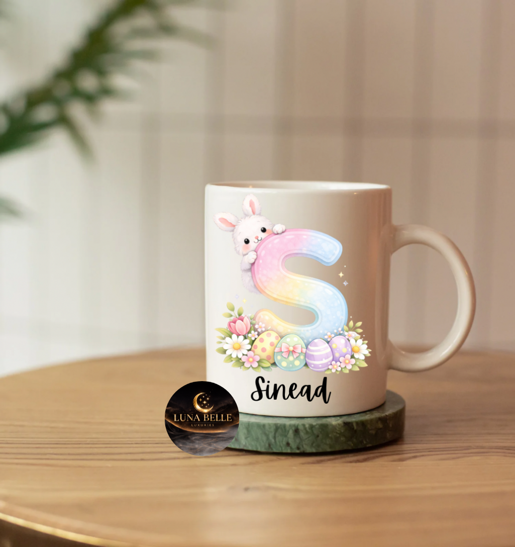 Personalised initial pastel easter mug