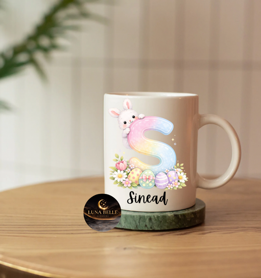 Personalised initial pastel easter mug