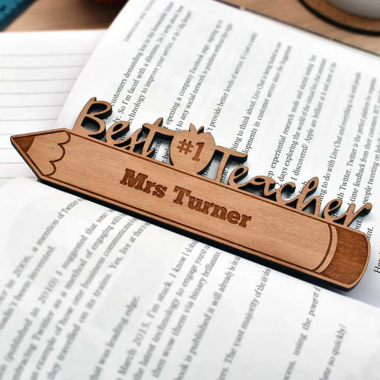 Personalised wooden best teacher bookmark