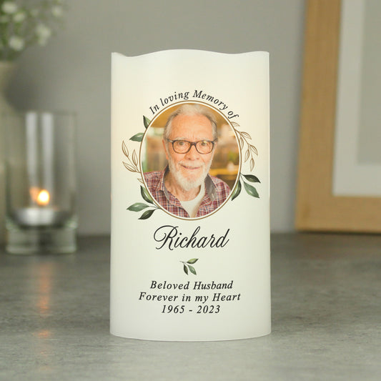 Personalised photo memorial candle