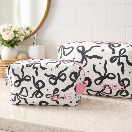 bow print toiletry bag
