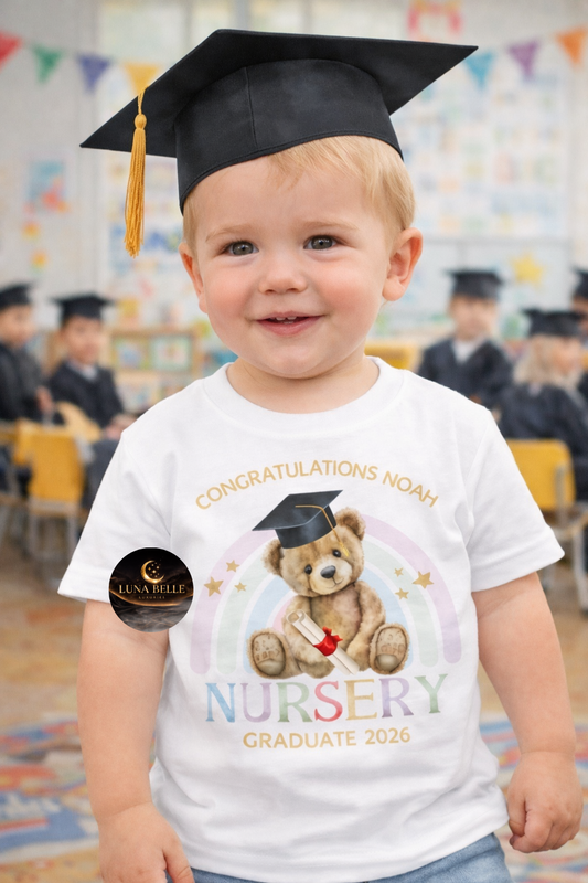Personalised kids nursery graduate tshirt