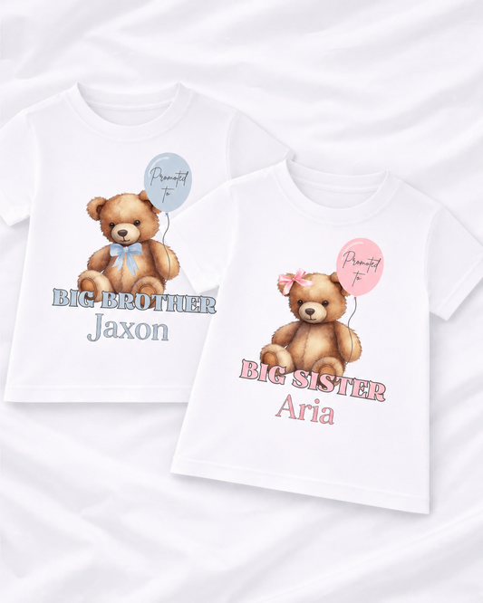 Personalised Promoted to big brother/sister t-shirts