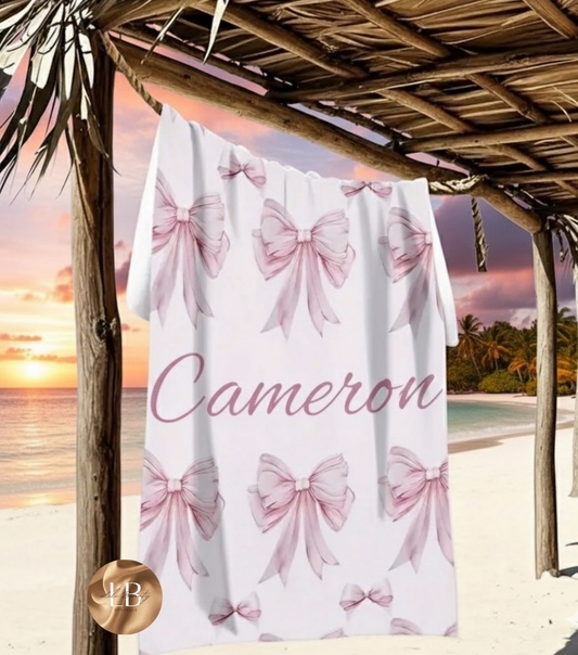 Personalised bow beach towel