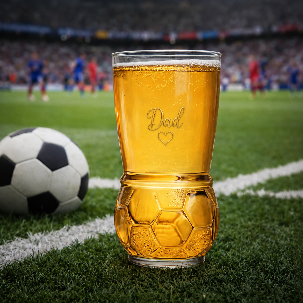 Personalised dad football pint glass