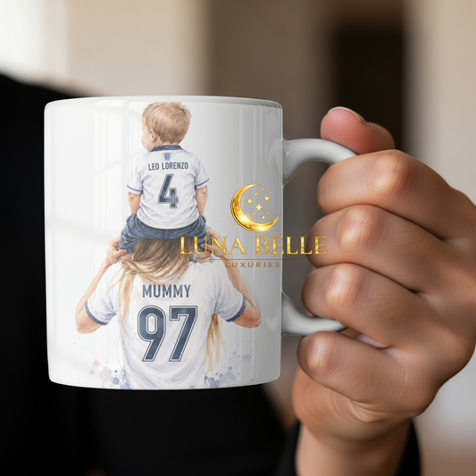 Personalised football team kids and parent mug