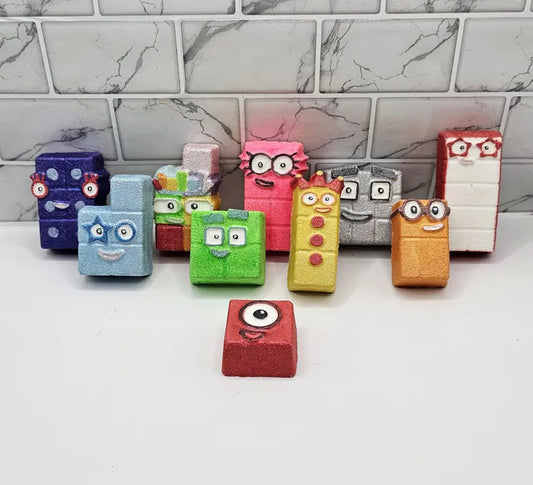 Number blocks mini bath bomb