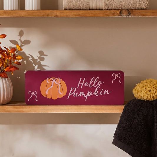 Hello Pumpkin Slogan Ornament - Burgundy