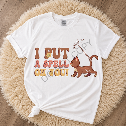 I put a spell on you. Halloween Cat t-shirt (adults)