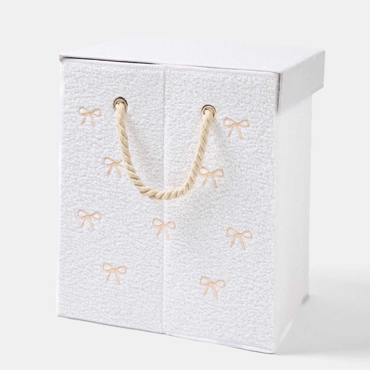 Bow Boucle Foldable Laundry Basket - Preorder