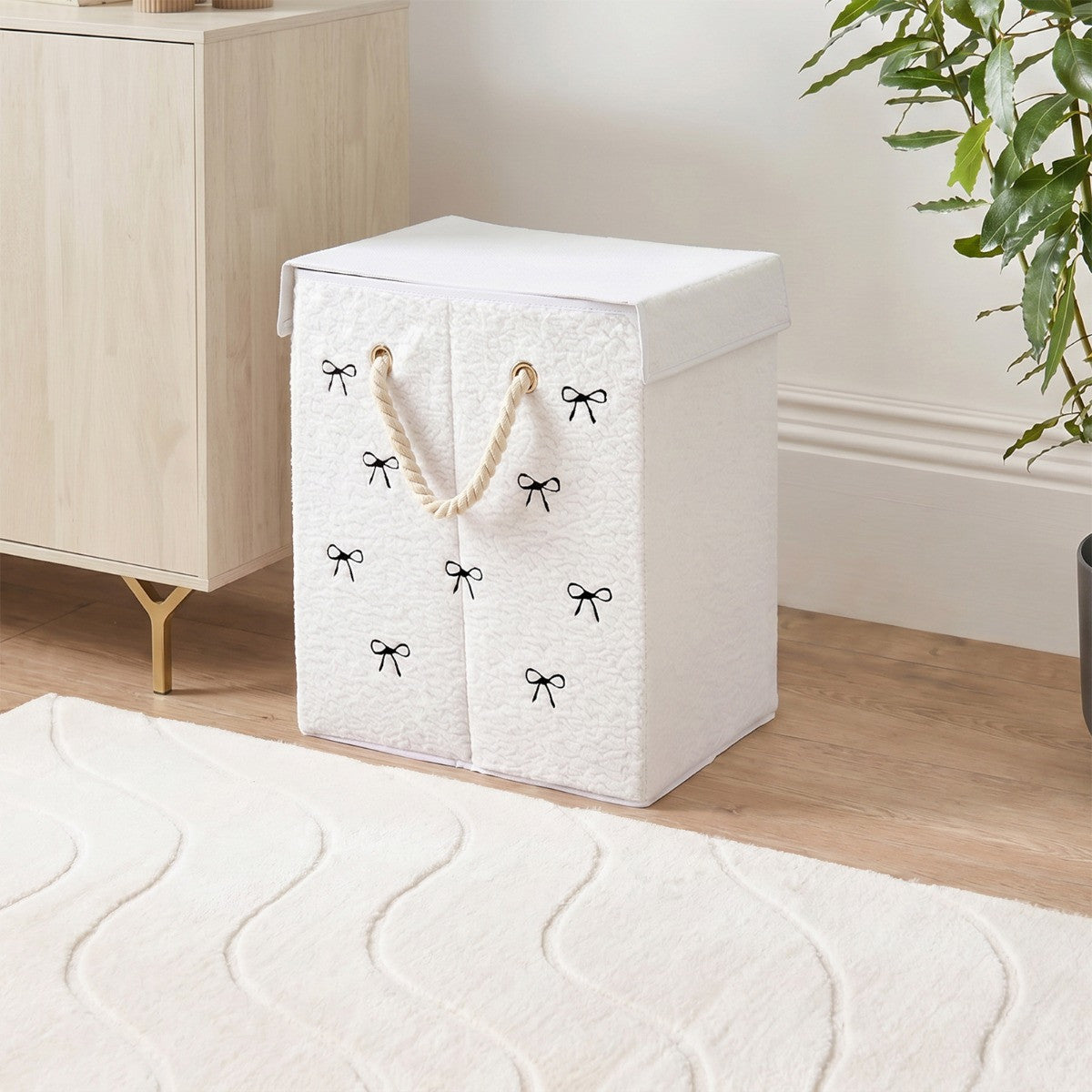 Bow Boucle Foldable Laundry Basket - Preorder