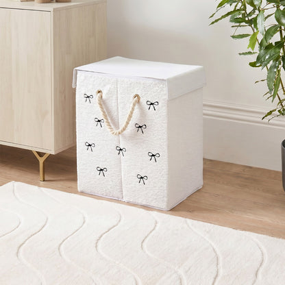 Bow Boucle Foldable Laundry Basket - Preorder