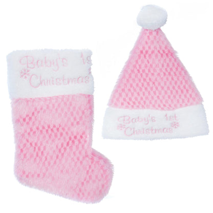 Baby’s 1st Christmas Hat And Stocking Set