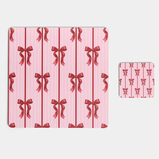 4 Pack Bow Print Place Mat and Coaster Set - Preorder