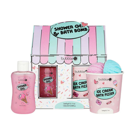 Bubble T bath bomb & shower gel gift set