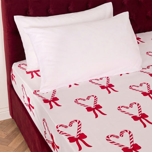 Candy Cane Heart Print Fitted Sheet (preorder)