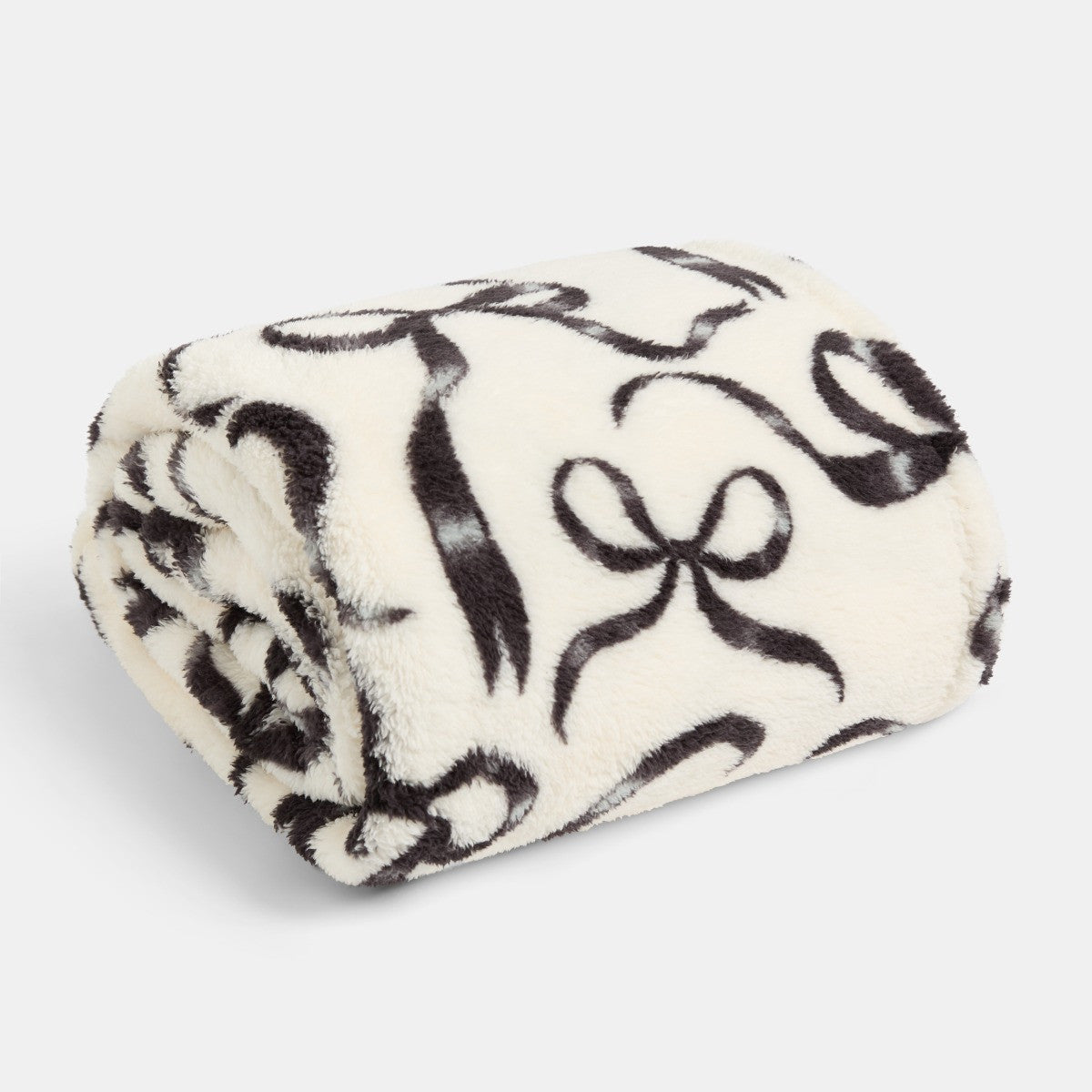 Bow Print Teddy Fleece Throw