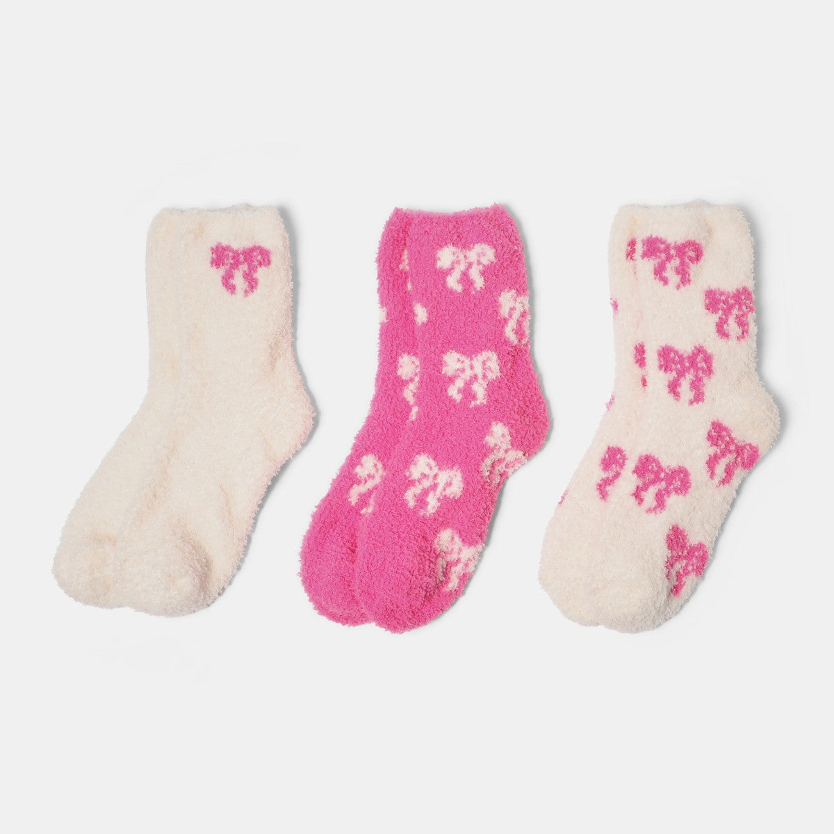 Fluffy bow socks - 3 pack
