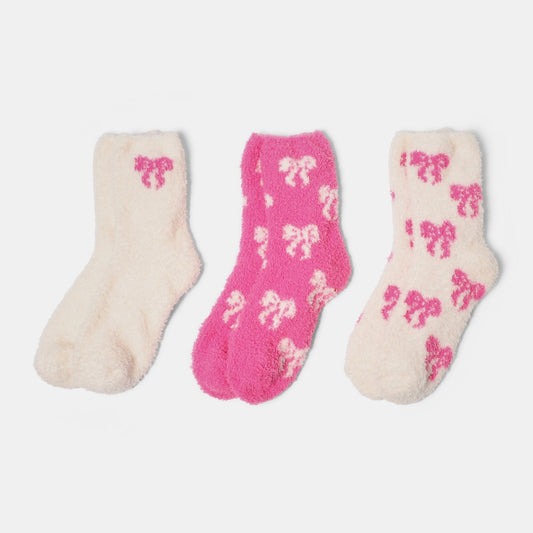 Fluffy bow socks - 3 pack