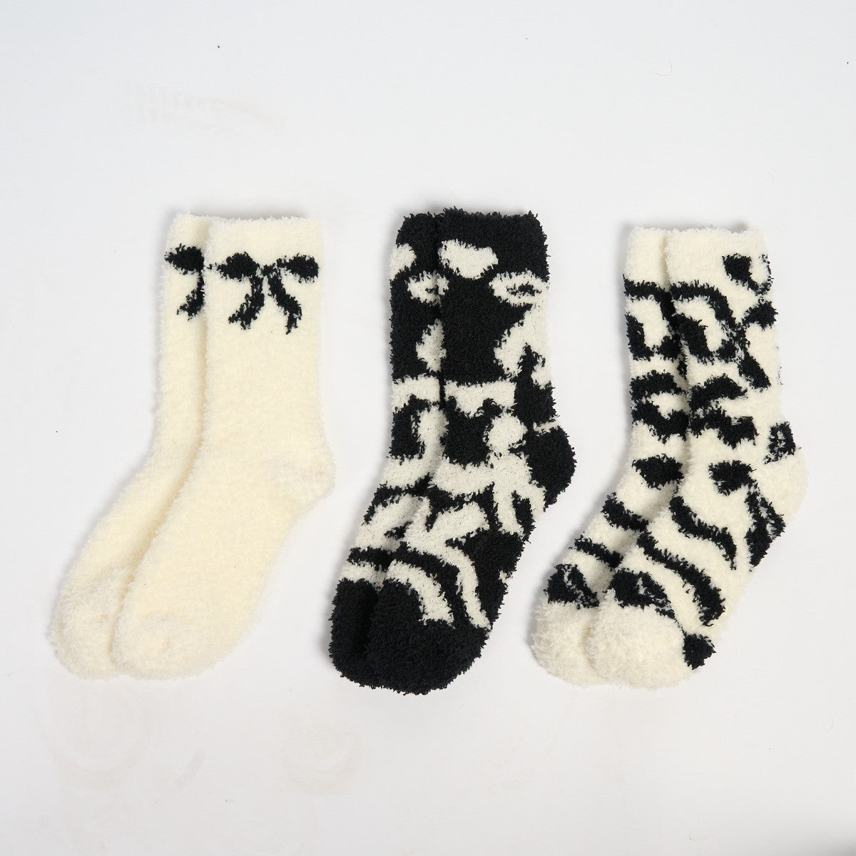 Fluffy bow socks - 3 pack