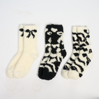 Fluffy bow socks - 3 pack