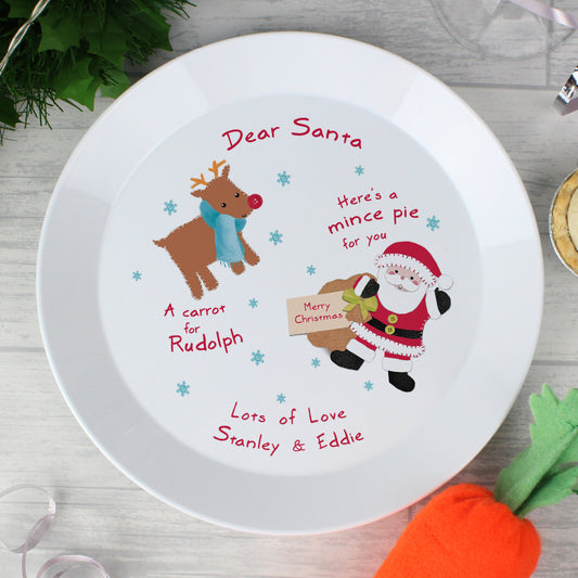 Personalised Santa and Rudolph Christmas Plate