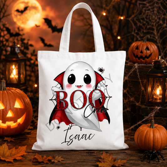 Personalised boo crew halloween tote bag