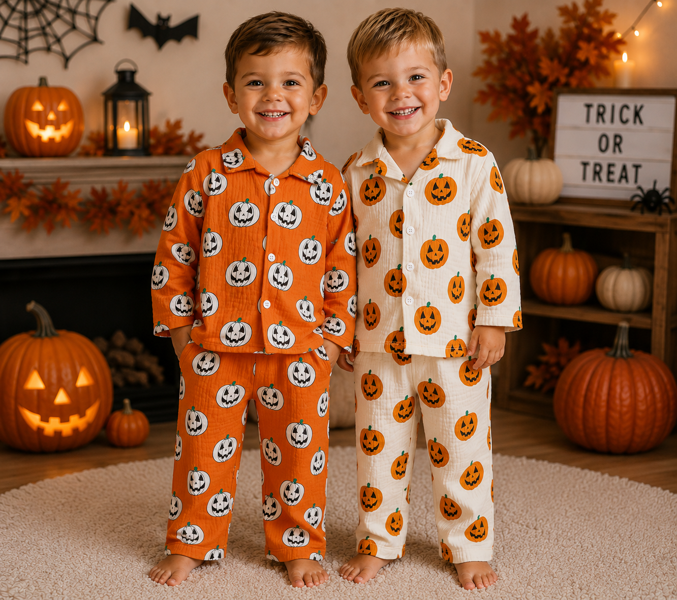Boys pumpkin halloween pyjamas