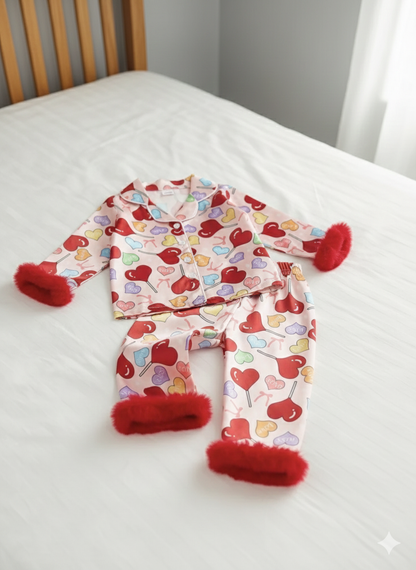Girls heart lollipop pyjamas