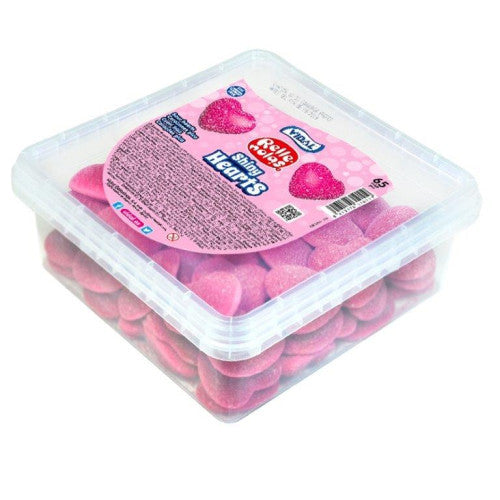 Shiny red hearts sweets tub