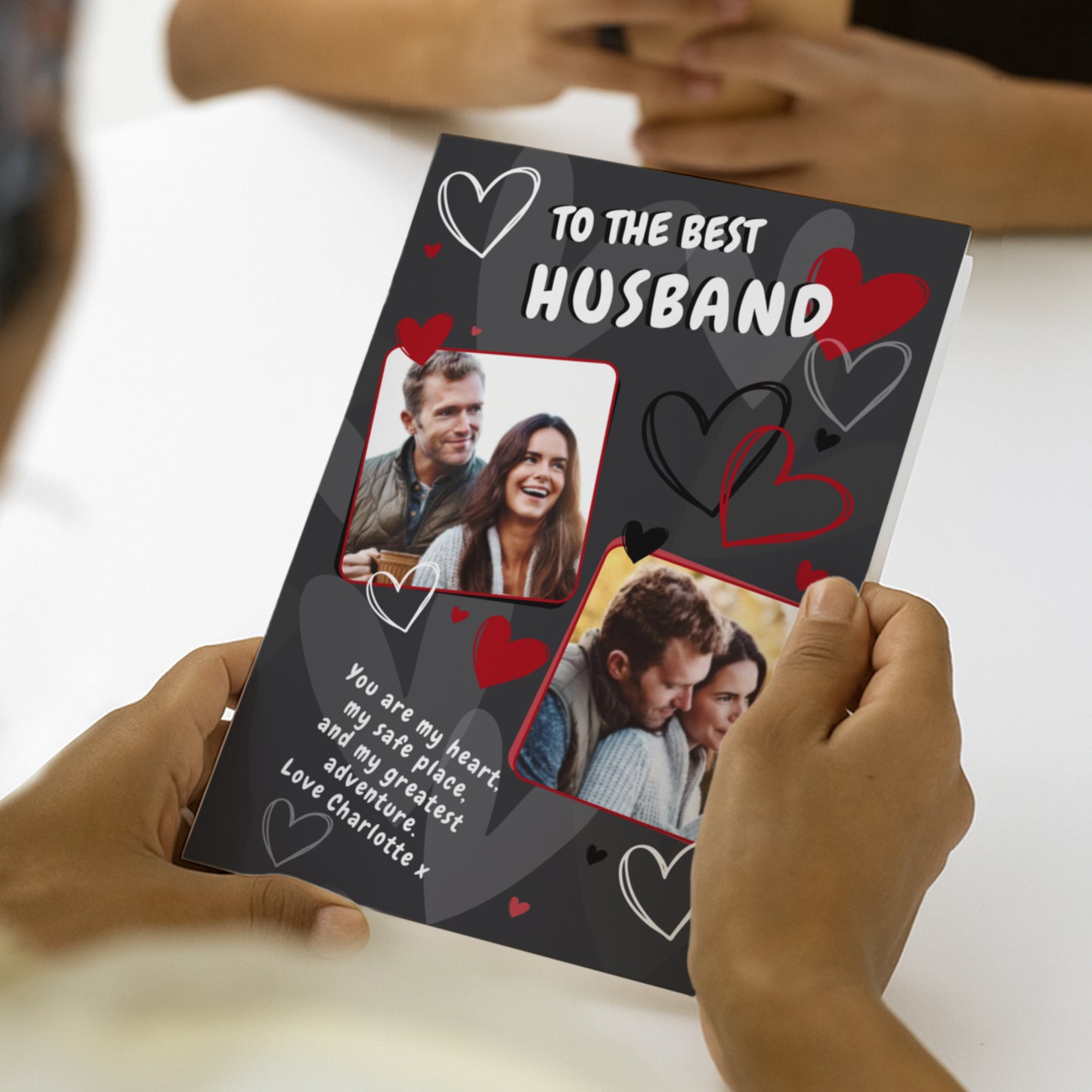 Personalised Black Valentines Card