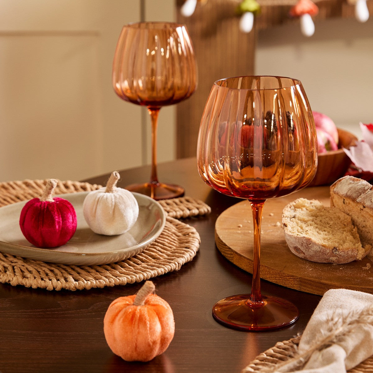 2 Pack Scalloped Autumn Plastic Wine Glasses - Preorder