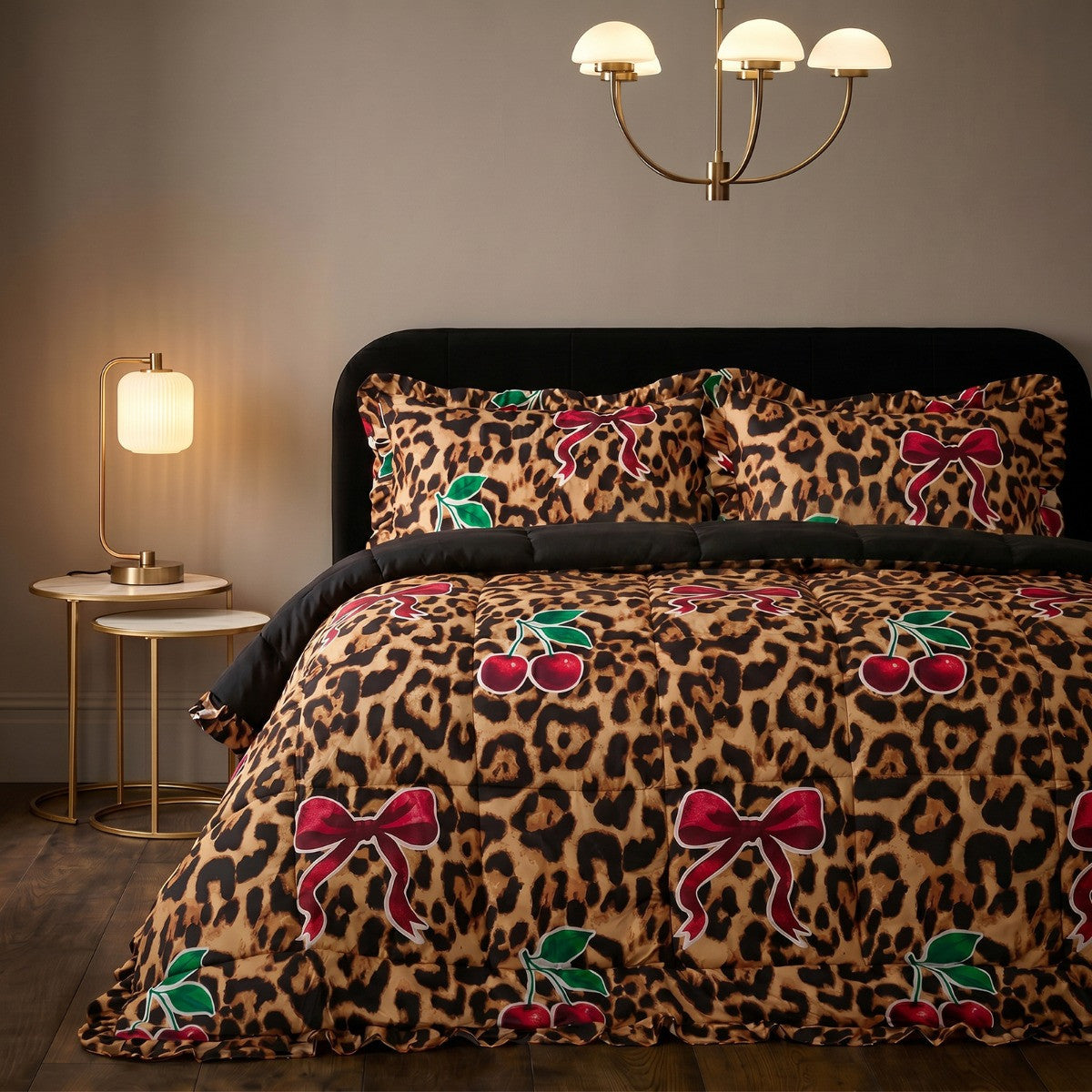Bow Leopard Print coverless duvet set