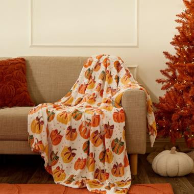 Ultra soft autumn print throw - preorder