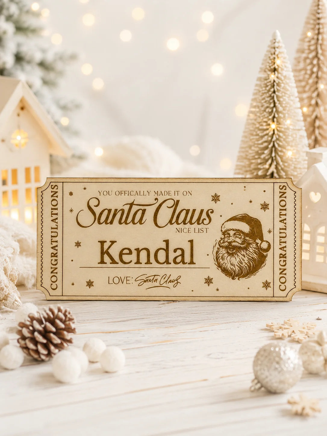 Personalised Santa's Nice List Wooden Ticket
