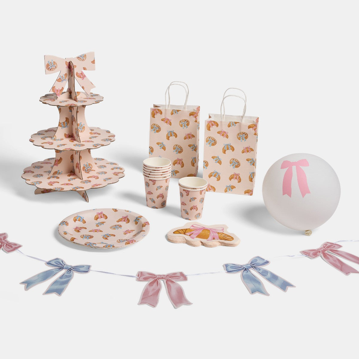 Bow Crossaint Paper Party set - 41pcs