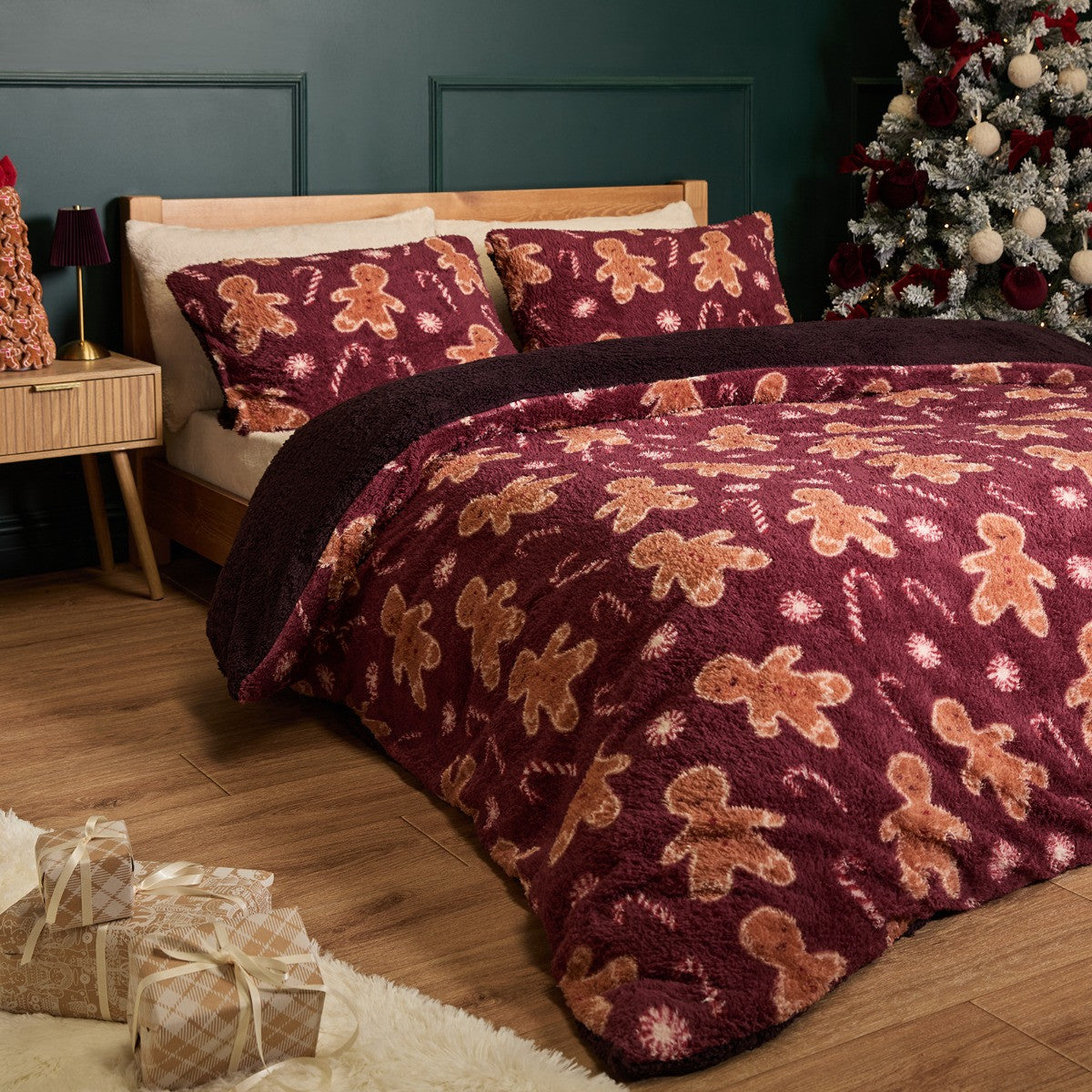 Gingerbread Man Print Teddy Fleece Duvet Cover Set - preorder