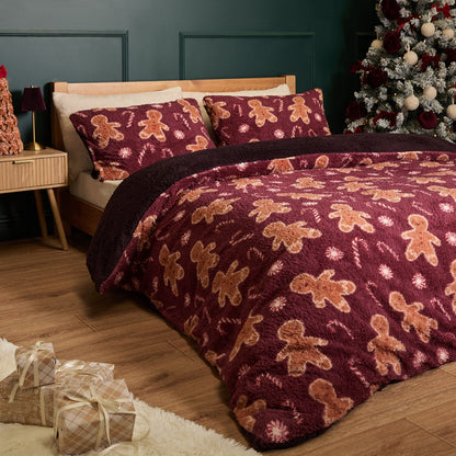 Gingerbread Man Print Teddy Fleece Duvet Cover Set - preorder