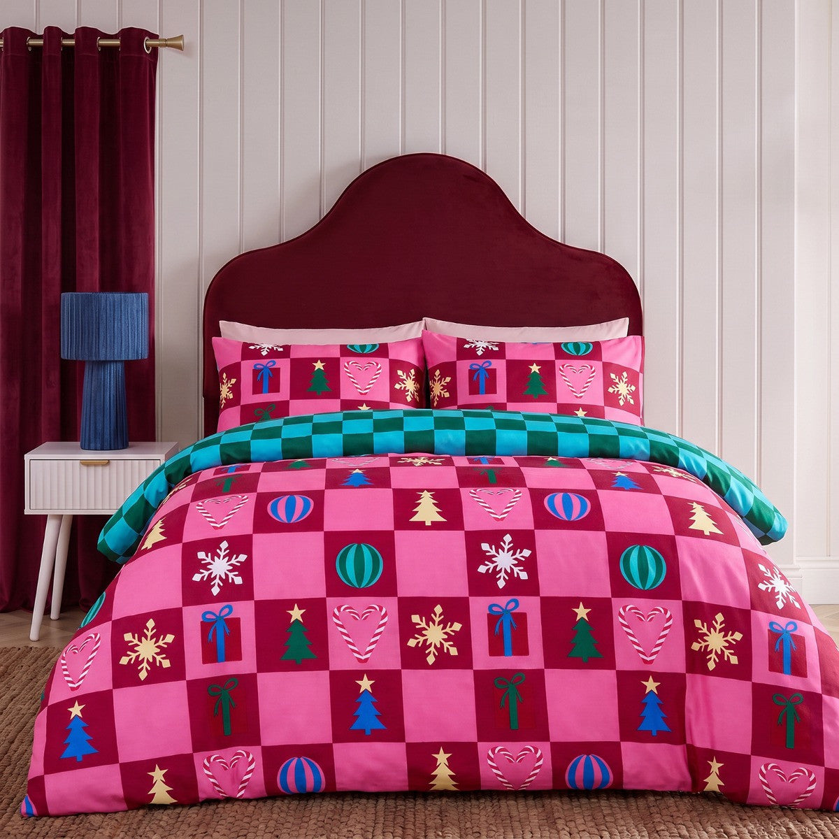 Christmas Checkerboard Reversible Duvet Cover Set - preorder