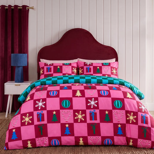 Christmas Checkerboard Reversible Duvet Cover Set - preorder