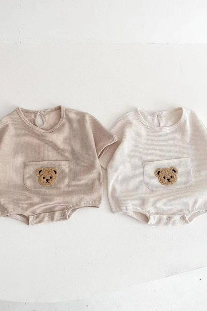 Waffle Bear Bodysuit Brown or Creme