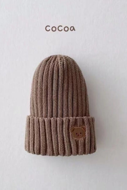 Knitted Bear Beanie Hats Multiple Colours
