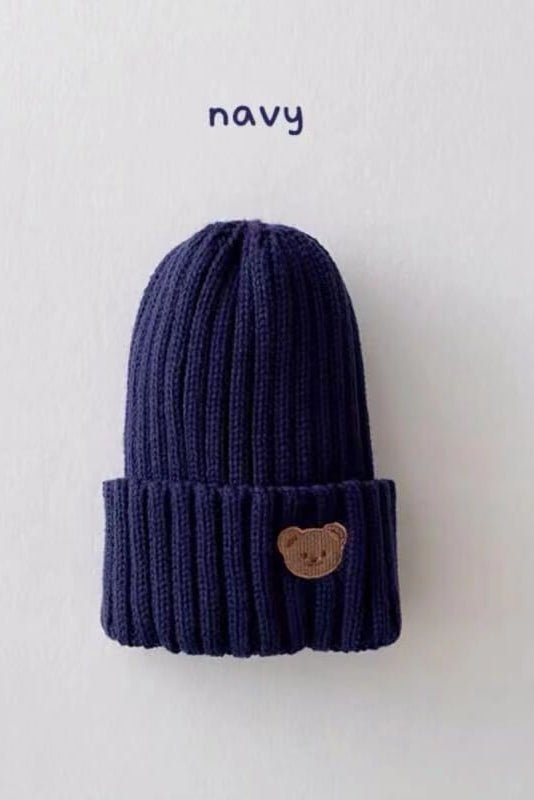 Knitted Bear Beanie Hats Multiple Colours