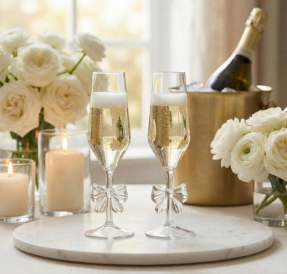 Bow Champagne flute glasses x2