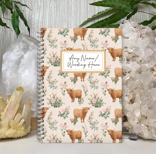 Personalised Highland cow notebook