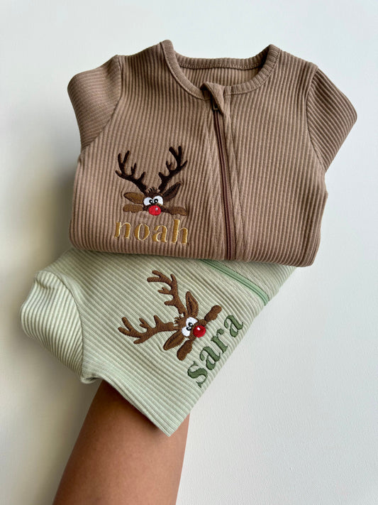 Christmas Reindeer Zip Sleepsuit